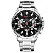 Чоловічий годинник Curren 8363 Silver-Black з хронографом та металевим браслетом Чоловічий годинник Curren 8363 Silver-Black з хронографом та металевим браслетом