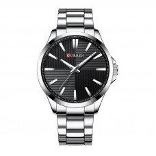 Чоловічий годинник Curren 8407 Silver-Black з металевим браслетом та мінеральним склом Чоловічий годинник Curren 8407 Silver-Black з металевим браслетом та мінеральним склом