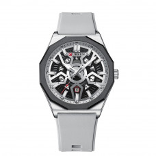 Чоловічий наручний годинник Curren 8437 Silver-White зі сріблястим корпусом та силіконовим ремінцем Чоловічий наручний годинник Curren 8437 Silver-White зі сріблястим корпусом та силіконовим ремінцем