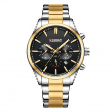Чоловічий наручний годинник Curren 8446 Silver-Gold-Black з хронографом та сталевим браслетом Чоловічий наручний годинник Curren 8446 Silver-Gold-Black з хронографом та сталевим браслетом
