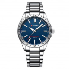 Чоловічий годинник Curren 8452 Silver-Blue зі сріблястим браслетом та синім циферблатом Чоловічий годинник Curren 8452 Silver-Blue зі сріблястим браслетом та синім циферблатом