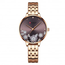 Жіночий класичний годинник Curren C9068L Gold Cofee з мінеральним склом та золотистим браслетом Жіночий класичний годинник Curren C9068L Gold Cofee з мінеральним склом та золотистим браслетом
