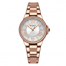 Жіночий наручний годинник Curren 9091 Rose Gold-White у класичному стилі з металевим браслетом Жіночий наручний годинник Curren 9091 Rose Gold-White у класичному стилі з металевим браслетом
