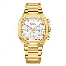 Чоловічий годинник Curren 8459 Gold-White з хронографом та золотистим браслетом Чоловічий годинник Curren 8459 Gold-White з хронографом та золотистим браслетом