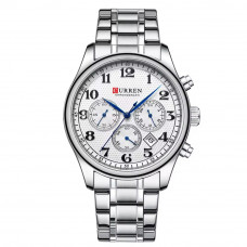 Чоловічий годинник Curren 8466 Silver-White зі сріблястим браслетом та функцією хронографа Чоловічий годинник Curren 8466 Silver-White зі сріблястим браслетом та функцією хронографа