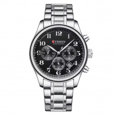 Чоловічий наручний годинник Curren 8466 Silver-Black зі сталевим браслетом та хронографом Чоловічий наручний годинник Curren 8466 Silver-Black зі сталевим браслетом та хронографом