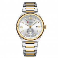 Чоловічий класичний годинник Curren 8471 Silver-Gold-White зі сталевим браслетом та календарем Чоловічий класичний годинник Curren 8471 Silver-Gold-White зі сталевим браслетом та календарем