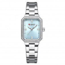 Жіночий годинник Curren 9102 Silver-Blue з прямокутним корпусом та сріблястим браслетом Жіночий годинник Curren 9102 Silver-Blue з прямокутним корпусом та сріблястим браслетом