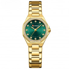 Жіночий наручний годинник Curren 9100 Gold-Green із золотистим браслетом та зеленим циферблатом Жіночий наручний годинник Curren 9100 Gold-Green із золотистим браслетом та зеленим циферблатом