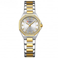 Жіночий годинник Curren 9100 Silver-Gold-White з нержавіючої сталі, комбінований браслет Жіночий годинник Curren 9100 Silver-Gold-White з нержавіючої сталі, комбінований браслет