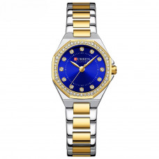 Жіночий годинник Curren 9100 Silver-Gold-Blue з мінеральним склом та сталевим корпусом Жіночий годинник Curren 9100 Silver-Gold-Blue з мінеральним склом та сталевим корпусом