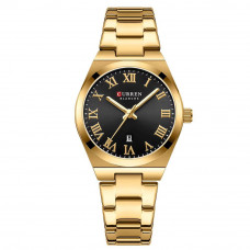 Жіночий класичний годинник Curren 9095 Gold-Black з металевим браслетом та календарем Жіночий класичний годинник Curren 9095 Gold-Black з металевим браслетом та календарем