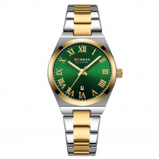 Жіночий годинник Curren 9095 Gold-Silver-Green з металевим браслетом та зеленим циферблатом Жіночий годинник Curren 9095 Gold-Silver-Green з металевим браслетом та зеленим циферблатом