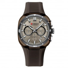 Чоловічий годинник Curren 8502 Brown з хронографом та силіконовим ремінцем Чоловічий годинник Curren 8502 Brown з хронографом та силіконовим ремінцем