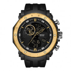 Чоловічий годинник Sanda 6012 Black-Gold спортивний зі стрілково-електронним циферблатом Чоловічий годинник Sanda 6012 Black-Gold спортивний зі стрілково-електронним циферблатом