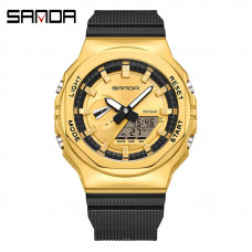 Чоловічий годинник Sanda 3167 Gold — спортивний стрілково-електронний з підсвічуванням та захистом 5 ATM Чоловічий годинник Sanda 3167 Gold — спортивний стрілково-електронний з підсвічуванням та захистом 5 ATM