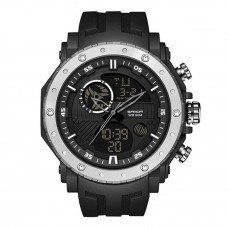 Чоловічий спортивний годинник Sanda 6012 Black-Silver з комбінованим циферблатом та водозахистом 5 ATM Чоловічий спортивний годинник Sanda 6012 Black-Silver з комбінованим циферблатом та водозахистом 5 ATM