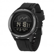Чоловічий тактичний годинник Sanda 2198 Silicone All Black з електронним циферблатом та підсвічуванням