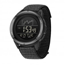 Чоловічий тактичний годинник Sanda 2198 Nylon All Black з електронним циферблатом та підсвічуванням