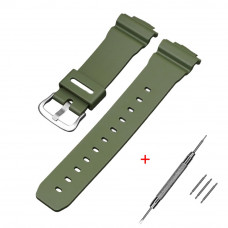 Ремінець для годинника Casio G-Shock DW-6900 Army Green SI, поліуретановий зелений 20.4 см