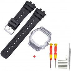 Ремінець + безель Casio accessories для G-Shock GMW-B5000 Black Transp SI, чорний полімерний комплект Ремінець + безель Casio accessories для G-Shock GMW-B5000 Black Transp SI, чорний полімерний комплект