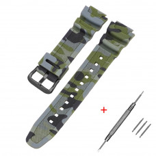 Ремінець для годинника Casio G-Shock AQ-S800/AE-1200 Camo Green BK, полімерний, зелений камуфляж