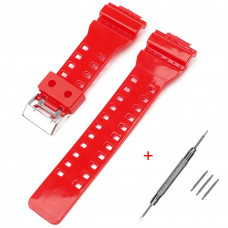 Ремінець для Casio G-Shock GA-100/110 Red-Glossy SI червоний полімерний (1051-1074)