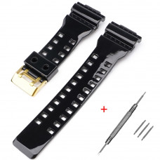 Ремінець для Casio G-Shock GA-100/110/120 Black-Glossy GD чорний полімерний 21.1 см Ремінець для Casio G-Shock GA-100/110/120 Black-Glossy GD чорний полімерний 21.1 см