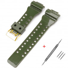 Ремінець для Casio G-Shock GA-100/110/120 Army Green-Glossy GD, полімерний, 21.1 см Ремінець для Casio G-Shock GA-100/110/120 Army Green-Glossy GD, полімерний, 21.1 см