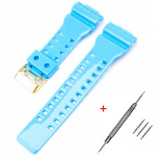 Ремінець для Casio G-Shock GA-100/110/120 Light Blue-Glossy GD, полімерний блакитний глянець Ремінець для Casio G-Shock GA-100/110/120 Light Blue-Glossy GD, полімерний блакитний глянець