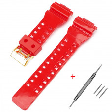 Ремінець для Casio G-Shock GA-100/110/120 Red-Glossy GD, червоний полімерний браслет Ремінець для Casio G-Shock GA-100/110/120 Red-Glossy GD, червоний полімерний браслет