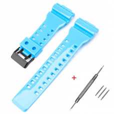 Ремінець для Casio G-Shock GA-100/110/120 Light Blue-Glossy BK блакитний полімерний Ремінець для Casio G-Shock GA-100/110/120 Light Blue-Glossy BK блакитний полімерний