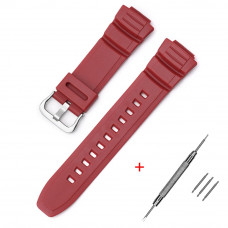 Ремінець для годинника Casio AE-2100 Red SI полімерний червоний (1051-1199)
