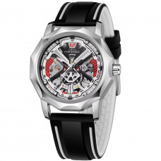 Чоловічий механічний годинник Forsining 8284 Silver-Black з прозорим корпусом та каучуковим ремінцем Чоловічий механічний годинник Forsining 8284 Silver-Black з прозорим корпусом та каучуковим ремінцем