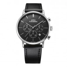 Чоловічий годинник Forsining 8312 Black-Silver з хронографом та шкіряним ремінцем Чоловічий годинник Forsining 8312 Black-Silver з хронографом та шкіряним ремінцем