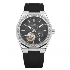 Чоловічий механічний годинник Forsining 8313 Black-Silver-Black з автопідзаводом та силіконовим ремінцем Чоловічий механічний годинник Forsining 8313 Black-Silver-Black з автопідзаводом та силіконовим ремінцем