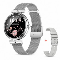 Розумний жіночий годинник Modfit Eclipse Silver Mesh з AMOLED дисплеєм та додатковим ремінцем