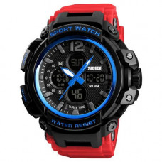 Чоловічий спортивний годинник Skmei 1343 Black-Blue-Red з комбінованим циферблатом та водонепроникністю 5 ATM Чоловічий спортивний годинник Skmei 1343 Black-Blue-Red з комбінованим циферблатом та водонепроникністю 5 ATM