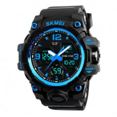 Чоловічий спортивний годинник Skmei 1155 Black Blue з комбінованим циферблатом та підсвічуванням