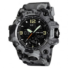 Чоловічий спортивний годинник Skmei 1155B Military Gray з комбінованим циферблатом та водозахистом 5 ATM