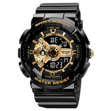 Чоловічий спортивний годинник Skmei 1688 Black-Gold з комбінованим циферблатом та підсвічуванням Чоловічий спортивний годинник Skmei 1688 Black-Gold з комбінованим циферблатом та підсвічуванням