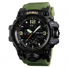 Чоловічий спортивний годинник Skmei 1155 Black-Military тактичний з комбінованим циферблатом