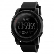 Чоловічий спортивний годинник Skmei 1257BK All Black з електронним циферблатом та підсвічуванням Чоловічий спортивний годинник Skmei 1257BK All Black з електронним циферблатом та підсвічуванням