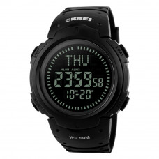 Чоловічий спортивний годинник Skmei 1231BK All Black з компасом та вологозахистом 5 ATM Чоловічий спортивний годинник Skmei 1231BK All Black з компасом та вологозахистом 5 ATM