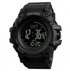 Чоловічий спортивний годинник Skmei 1356BK Black з компасом та крокоміром Чоловічий спортивний годинник Skmei 1356BK Black з компасом та крокоміром