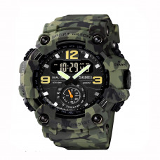 Чоловічий тактичний годинник Skmei 1637CMGN Camo Green з комбінованим циферблатом та підсвічуванням