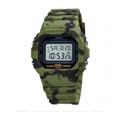 Чоловічий тактичний годинник Skmei 1628CMGN Camo Green з електронним циферблатом та підсвічуванням