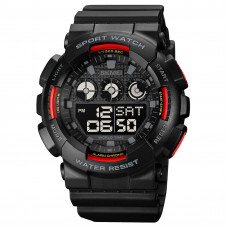 Чоловічий спортивний годинник Skmei 1857RD Black-Red з електронним циферблатом та підсвічуванням Чоловічий спортивний годинник Skmei 1857RD Black-Red з електронним циферблатом та підсвічуванням
