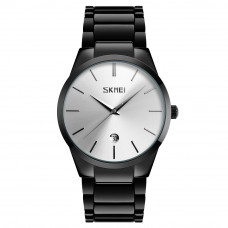 Чоловічий класичний годинник Skmei 9140BKSI Black-Silver з металевим браслетом та відображенням дати Чоловічий класичний годинник Skmei 9140BKSI Black-Silver з металевим браслетом та відображенням дати