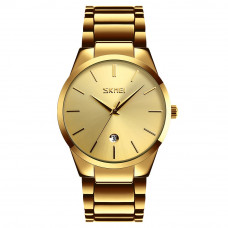 Чоловічий класичний годинник Skmei 9140GD Gold у золотистому кольорі з металевим браслетом Чоловічий класичний годинник Skmei 9140GD Gold у золотистому кольорі з металевим браслетом